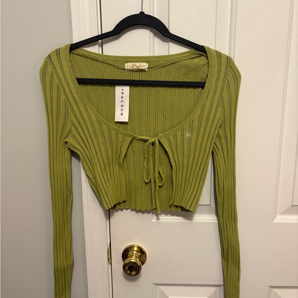 PacSun Light Green Ribbed Crop Top